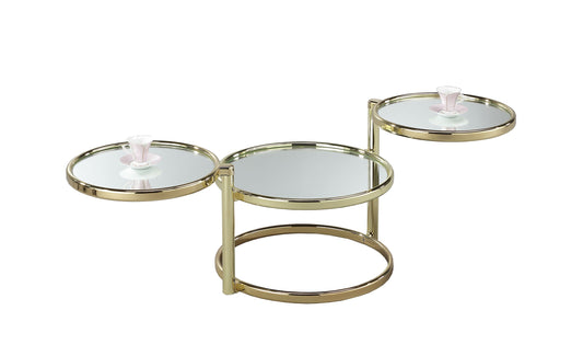 Table basse Eternity pivotante, métal laiton/miroir