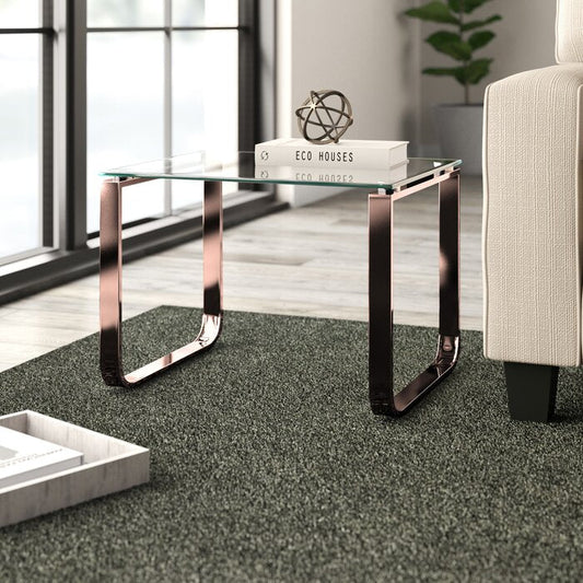 Table d'appoint rectangulaire Sloane, transparente/cuivrée