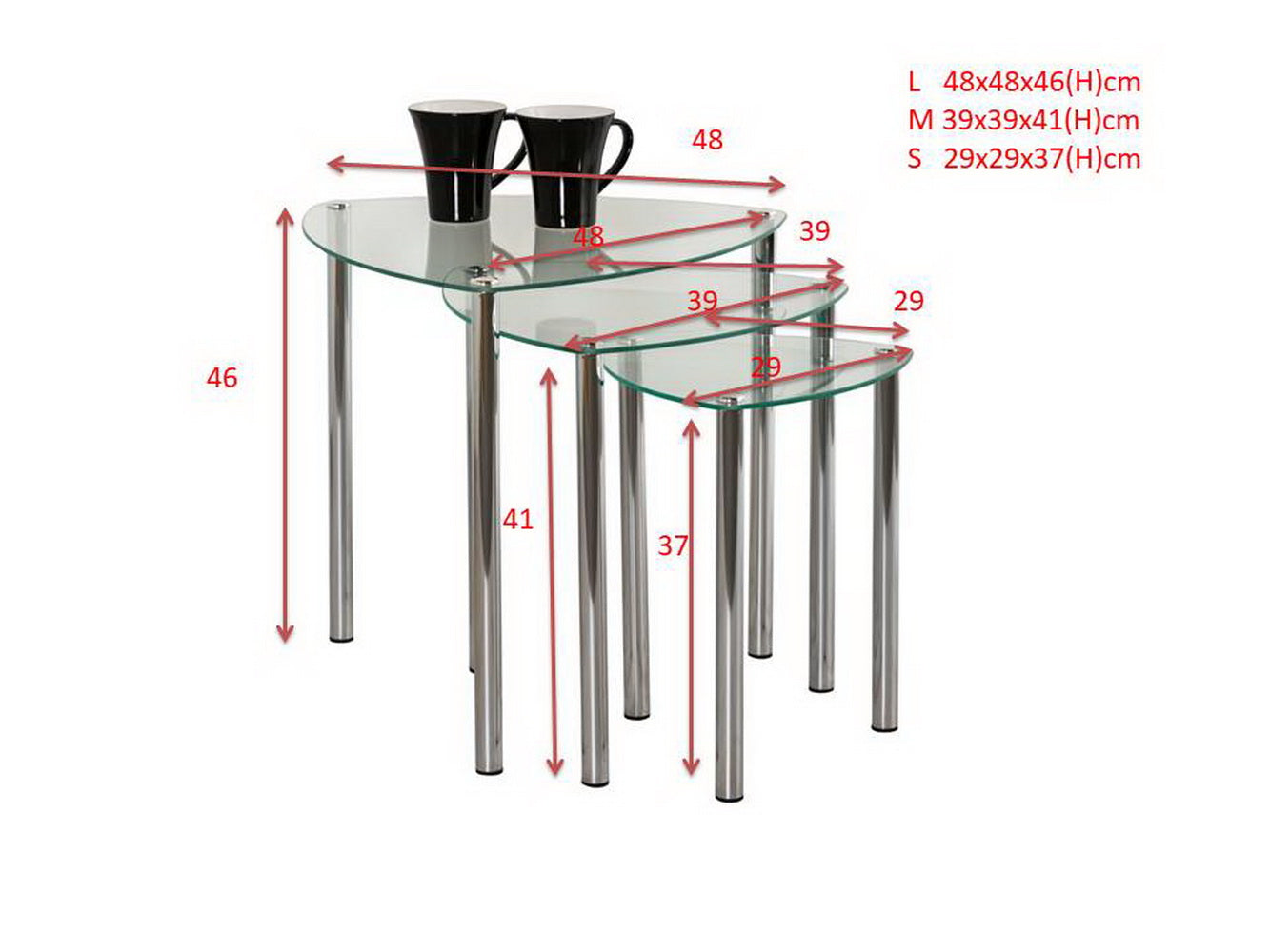 Ensemble de 3 tables gigognes Arena - Transparent
