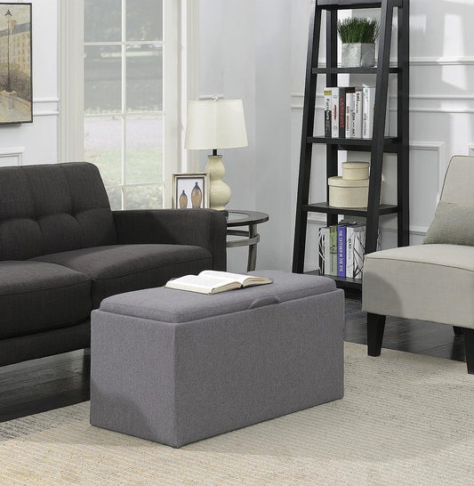 Banc de rangement Carey avec 2 poufs latéraux, gris