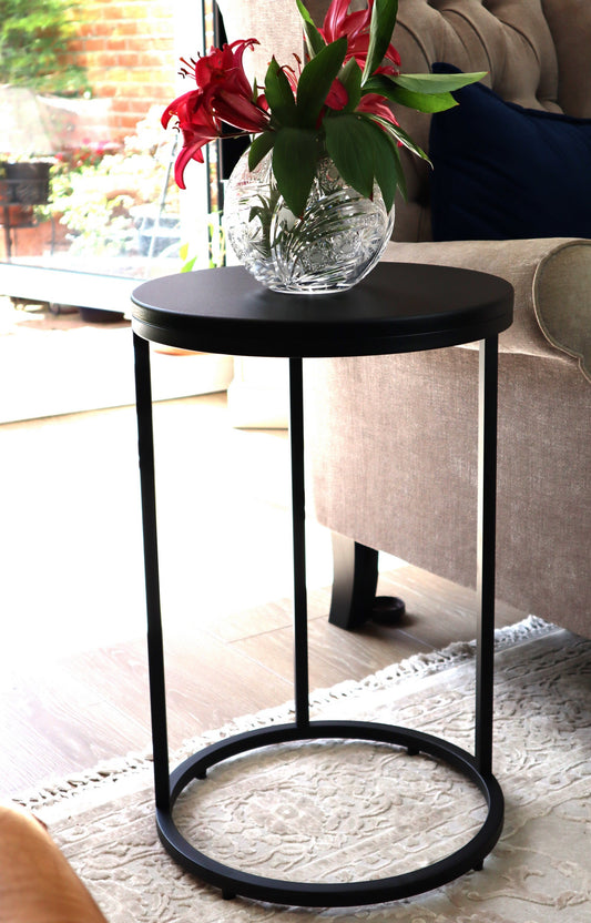 Table d'appoint ronde Paloma, noir mat