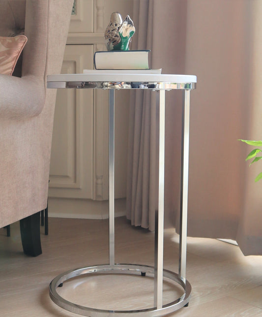Table d'appoint ronde Paloma, blanc brillant