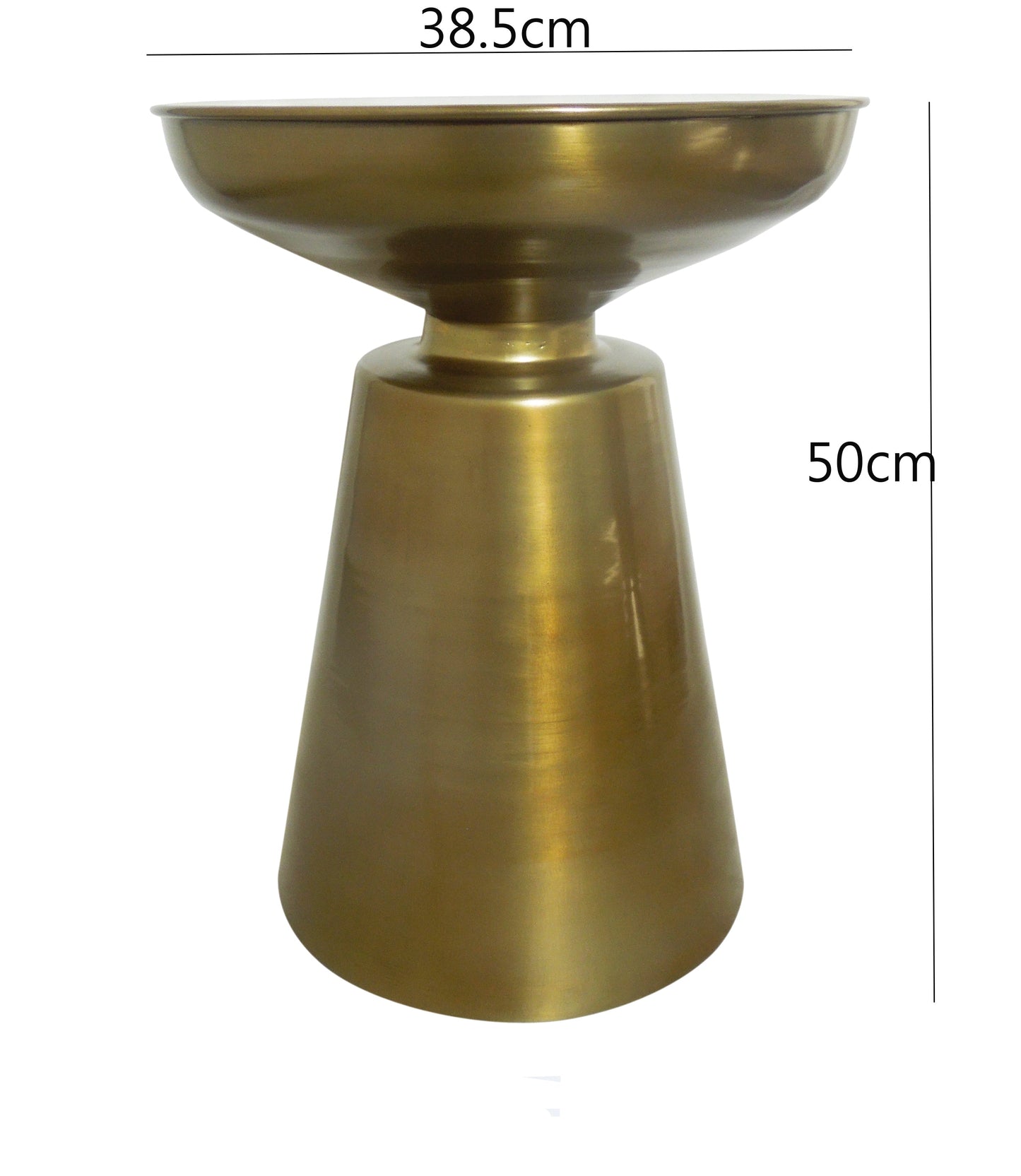 Table d'appoint Lucida en aluminium fabriqué à la main, laiton