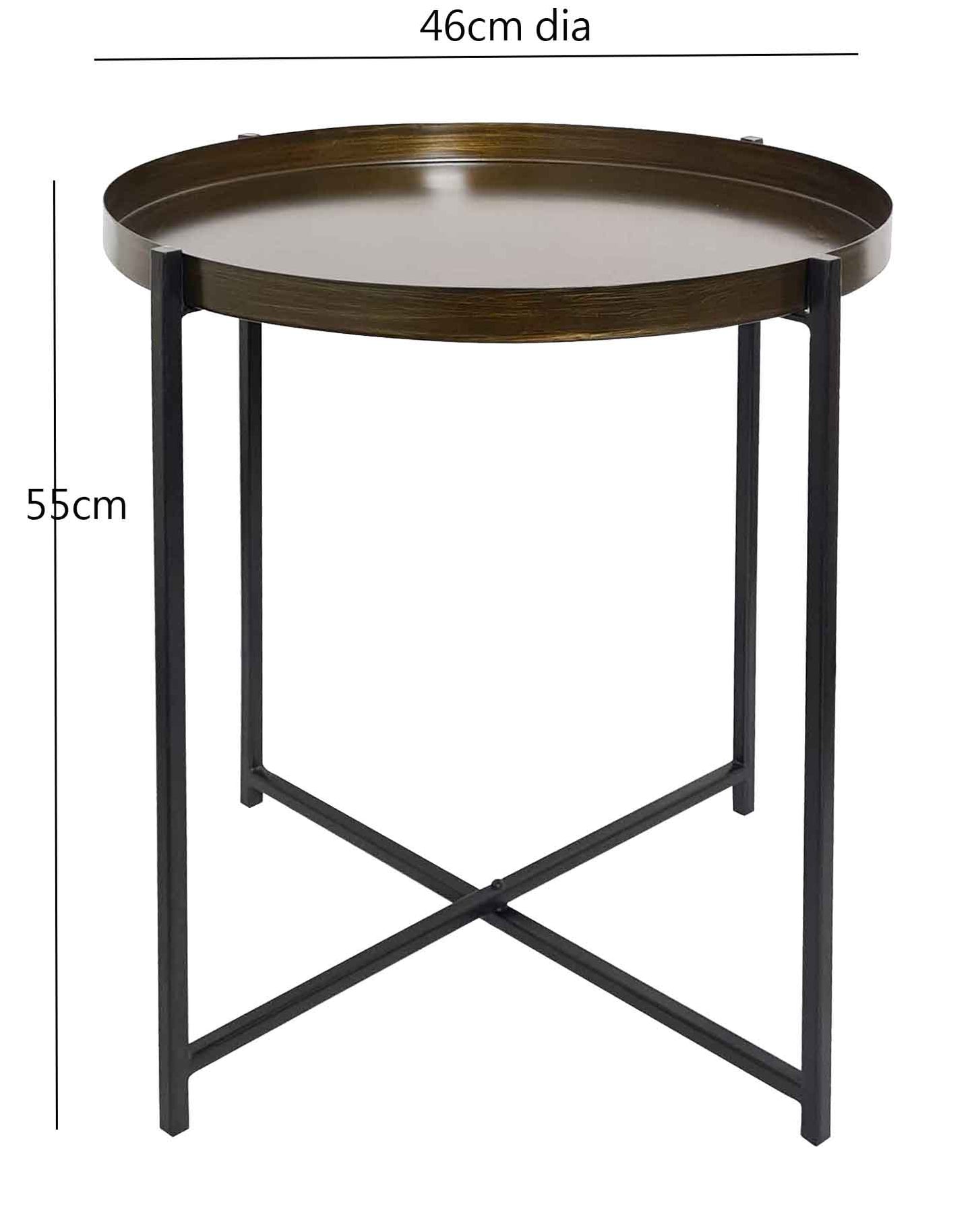 Table d'appoint ronde pliable en métal Cassia, bronze