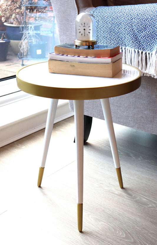 Table d'appoint ronde en marbre blanc Gallieni