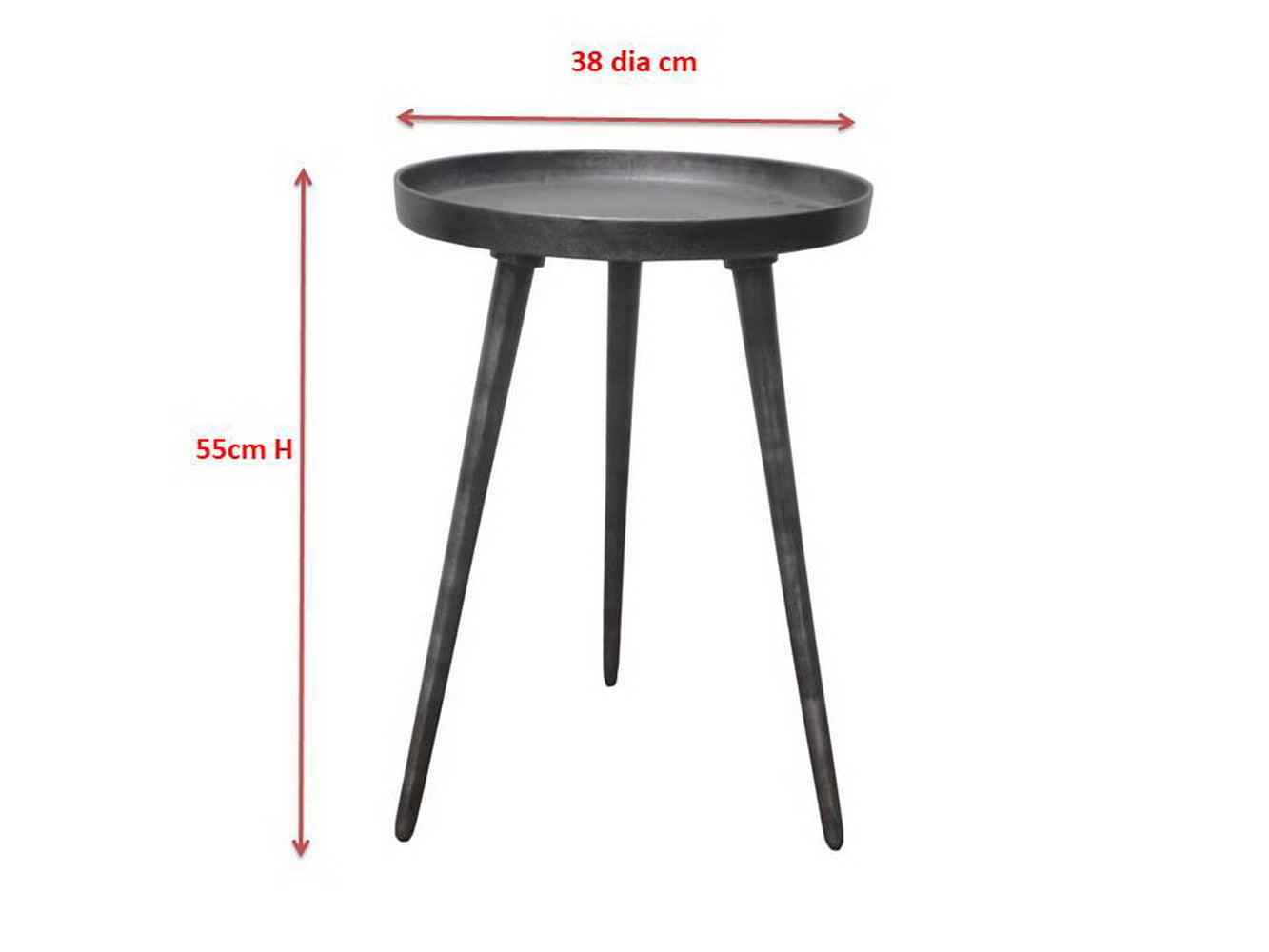 Table d'appoint en métal Maxine Tripods, argent antique