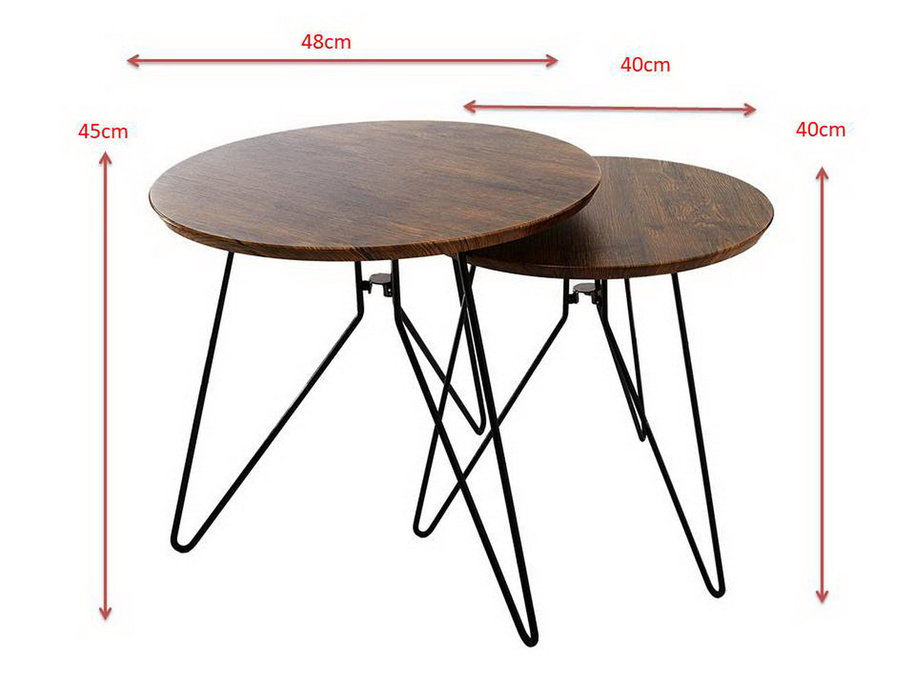 Ensemble de 2 tables gigognes rondes Alegro, en bois manufacturé finition vintage