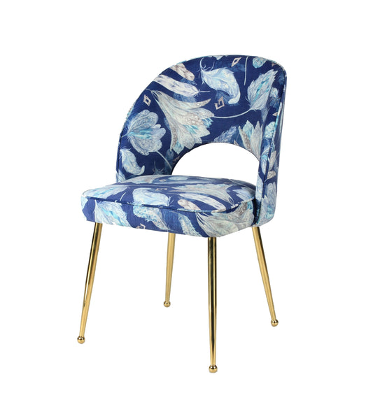 Ensemble de 2 fauteuils d'appoint bleus à motifs floraux