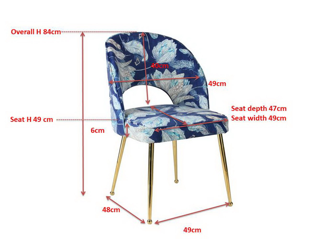 Ensemble de 2 fauteuils d'appoint bleus à motifs floraux