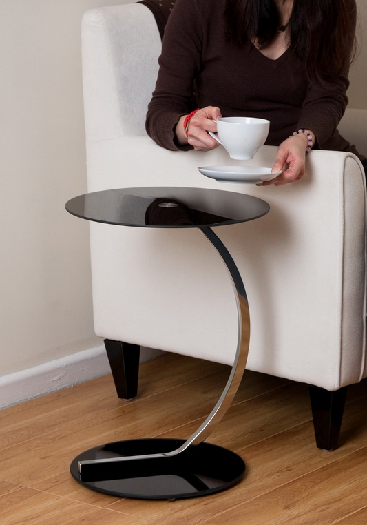 Table ronde en verre noir Merlin