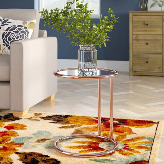 Table d'appoint ronde Mia, cuivre/miroir