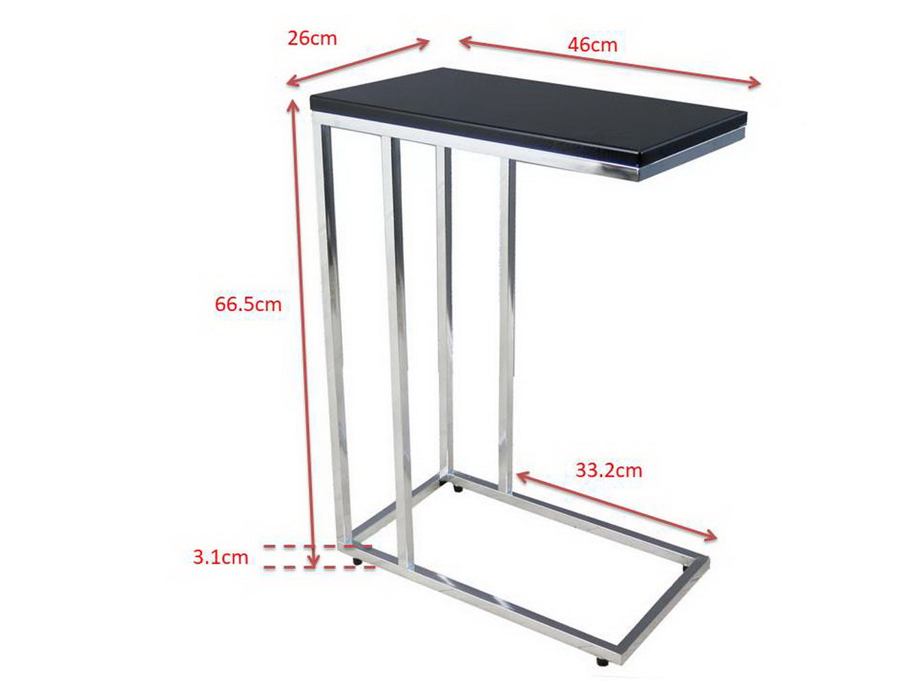 Table d'appoint Bellini en forme de C - Noire