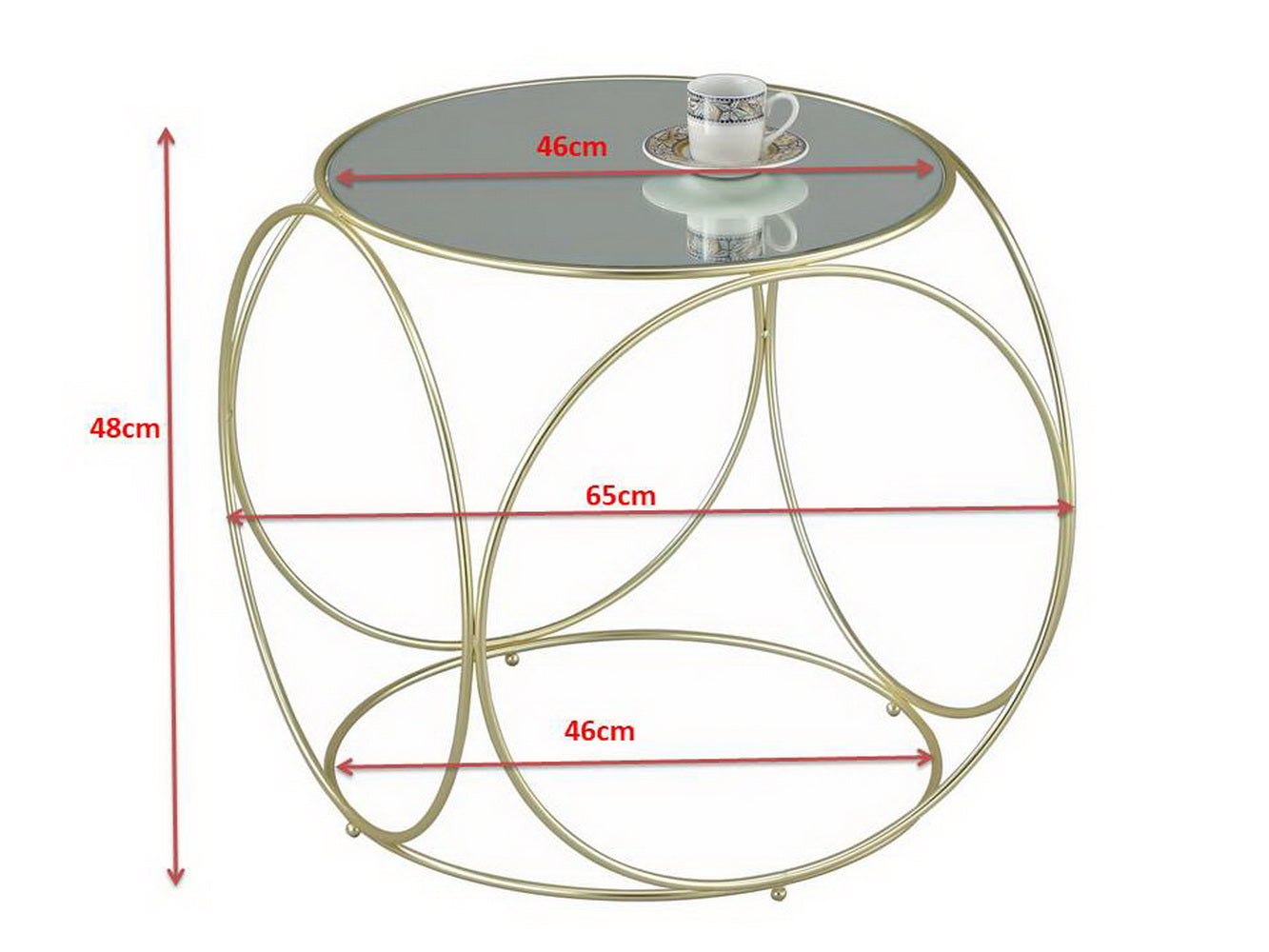 Table d'appoint/table de chevet Gatsby - Plateau miroir