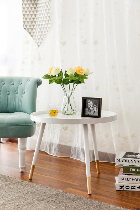 Table d'appoint ronde Olga en bois composite - Blanche