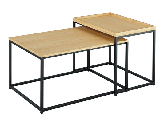 Ensemble de 2 tables basses gigognes Novani | Chêne/Noir