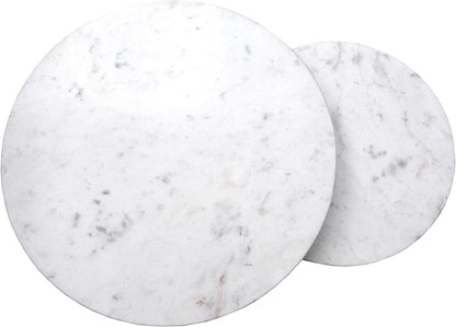 Ensemble de tables gigognes Hiba en marbre blanc avec pieds en métal noir 