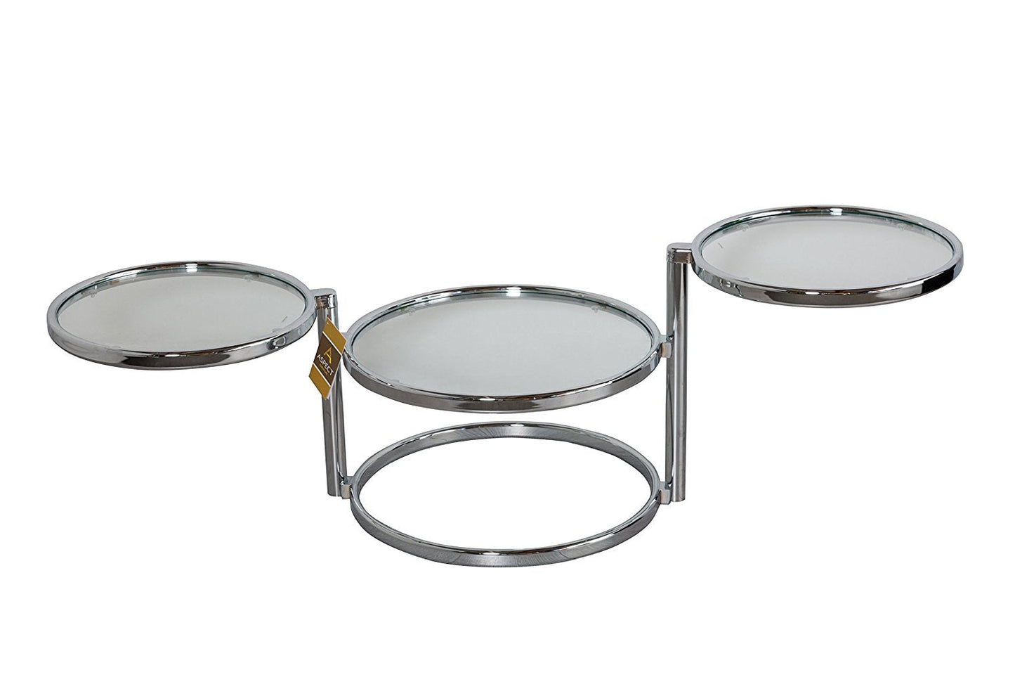 Table basse pivotante Eternity, métal chromé/transparent 