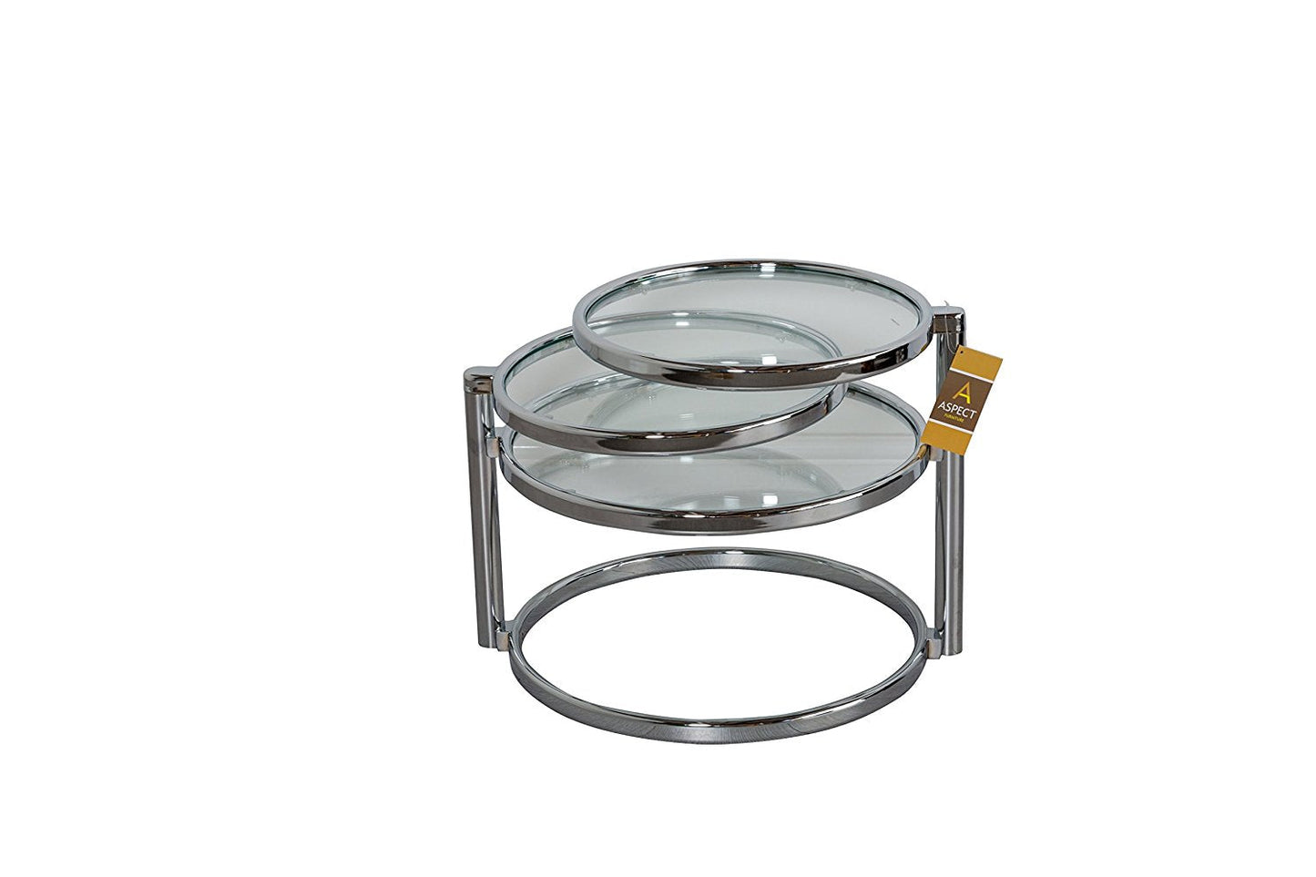 Table basse pivotante Eternity, métal chromé/transparent 