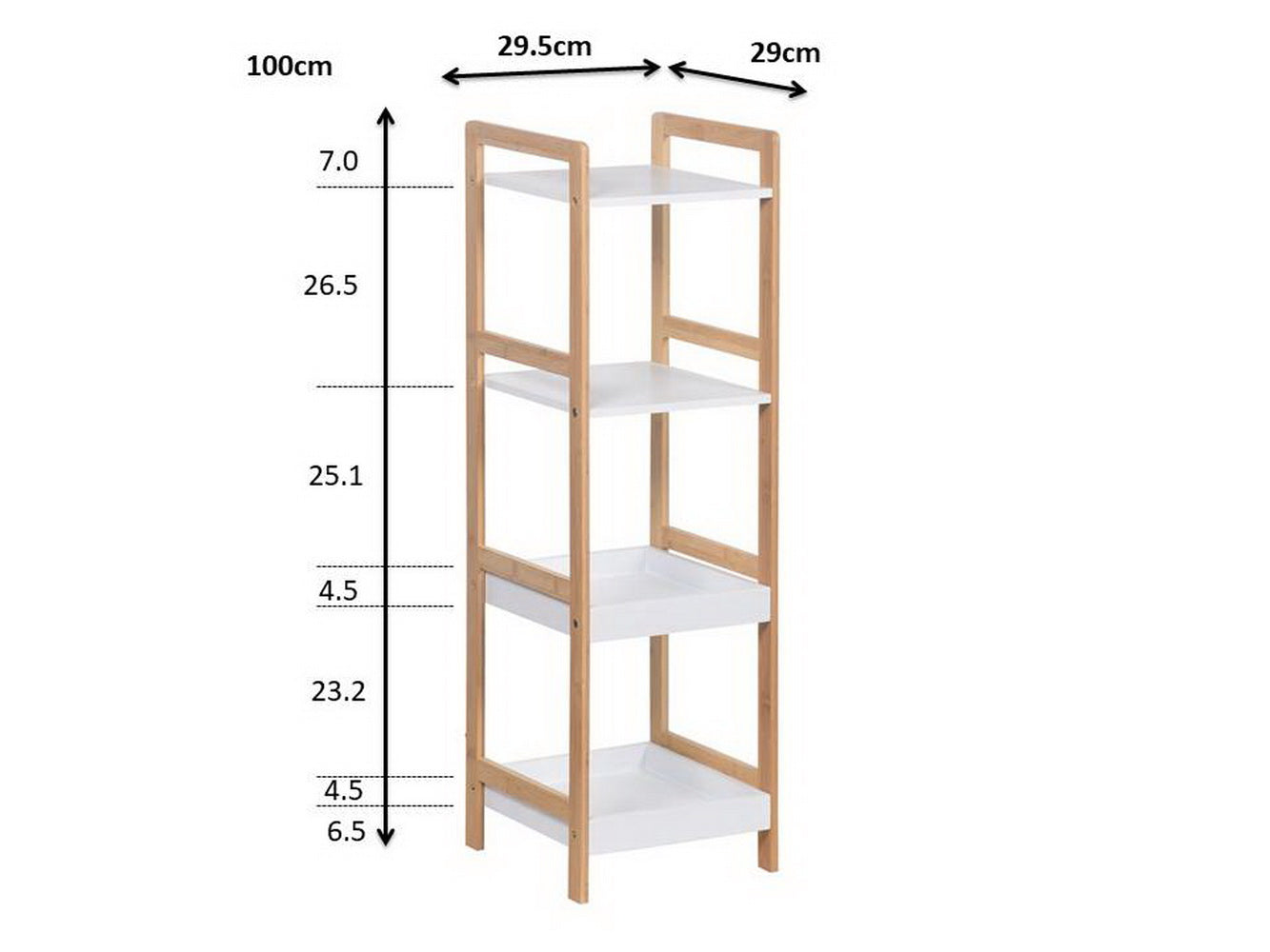 Étagère de rangement/bibliothèque en bambou à 4 niveaux Kassi