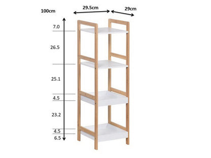 Étagère de rangement/bibliothèque en bambou à 4 niveaux Kassi