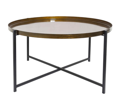 Table basse Cassia ronde en métal pliable avec plateau, bronze