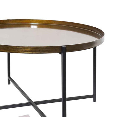 Table basse Cassia ronde en métal pliable avec plateau, bronze