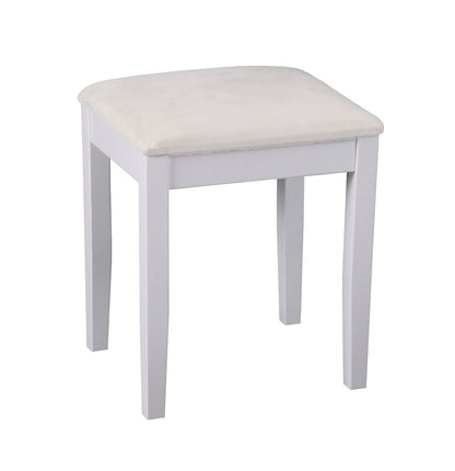 Tabouret de coiffeuse avec assise rembourrée - Bois blanc, assise crème 
