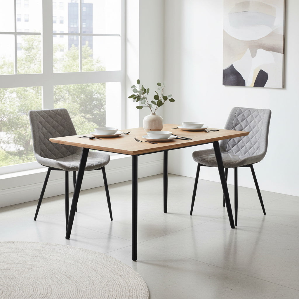 Ensemble de 2 chaises de salle à manger Melrose rembourrées, grises 