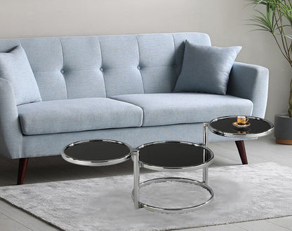 Table basse en verre Eternity avec mécanisme pivotant (chrome/noir) 