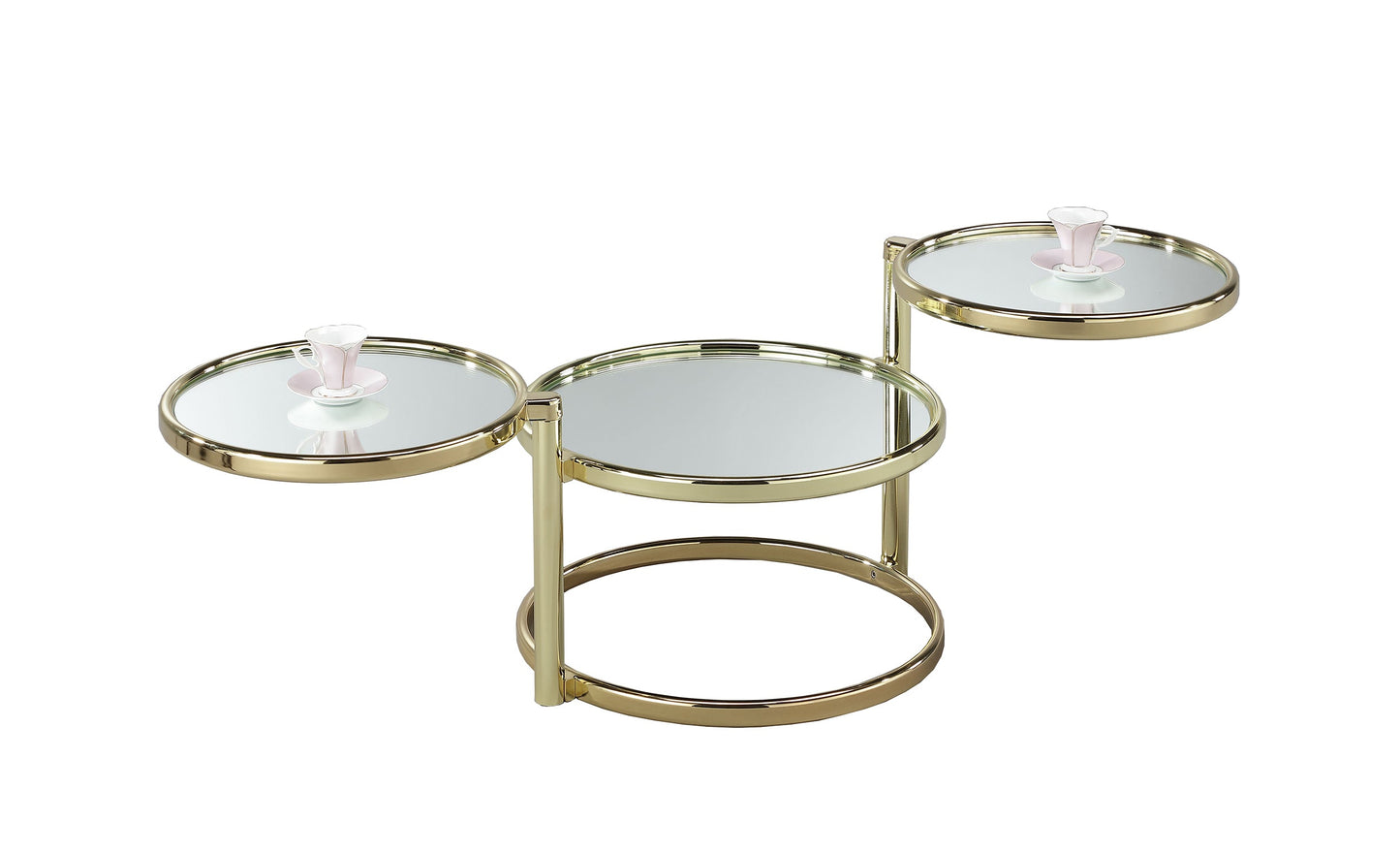 Table basse Eternity pivotante, métal laiton/miroir 
