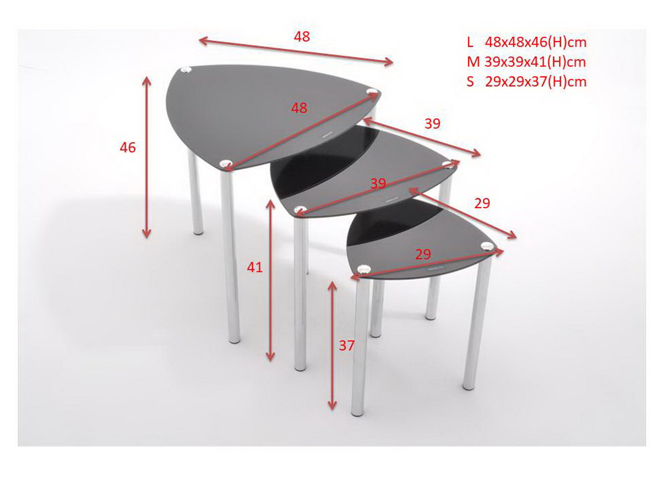 Ensemble de 3 tables gigognes Arena - Noir 