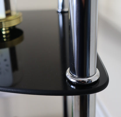 Vitrine d'angle Polo à 5 niveaux en verre noir