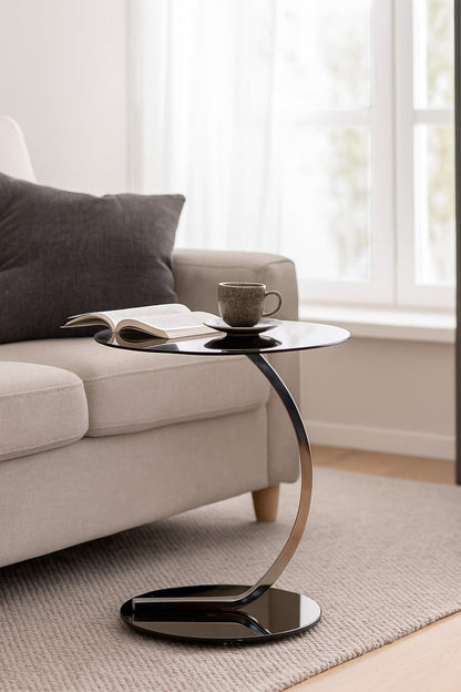 Table ronde en verre noir Merlin 