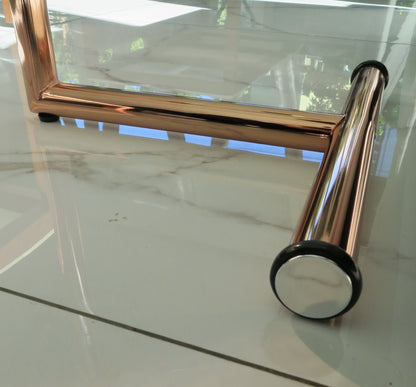 Table d'appoint/de chevet/pour ordinateur portable en verre transparent - Table ronde réglable Zen, base en cuivre