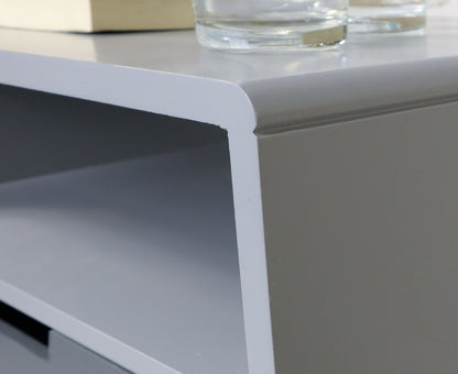 Table d'appoint Viola à pieds épingle avec tiroir, grise 