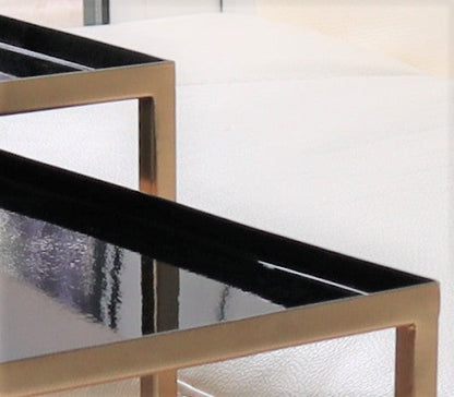 Ensemble de 2 tables gigognes en métal Myla, or/noir 