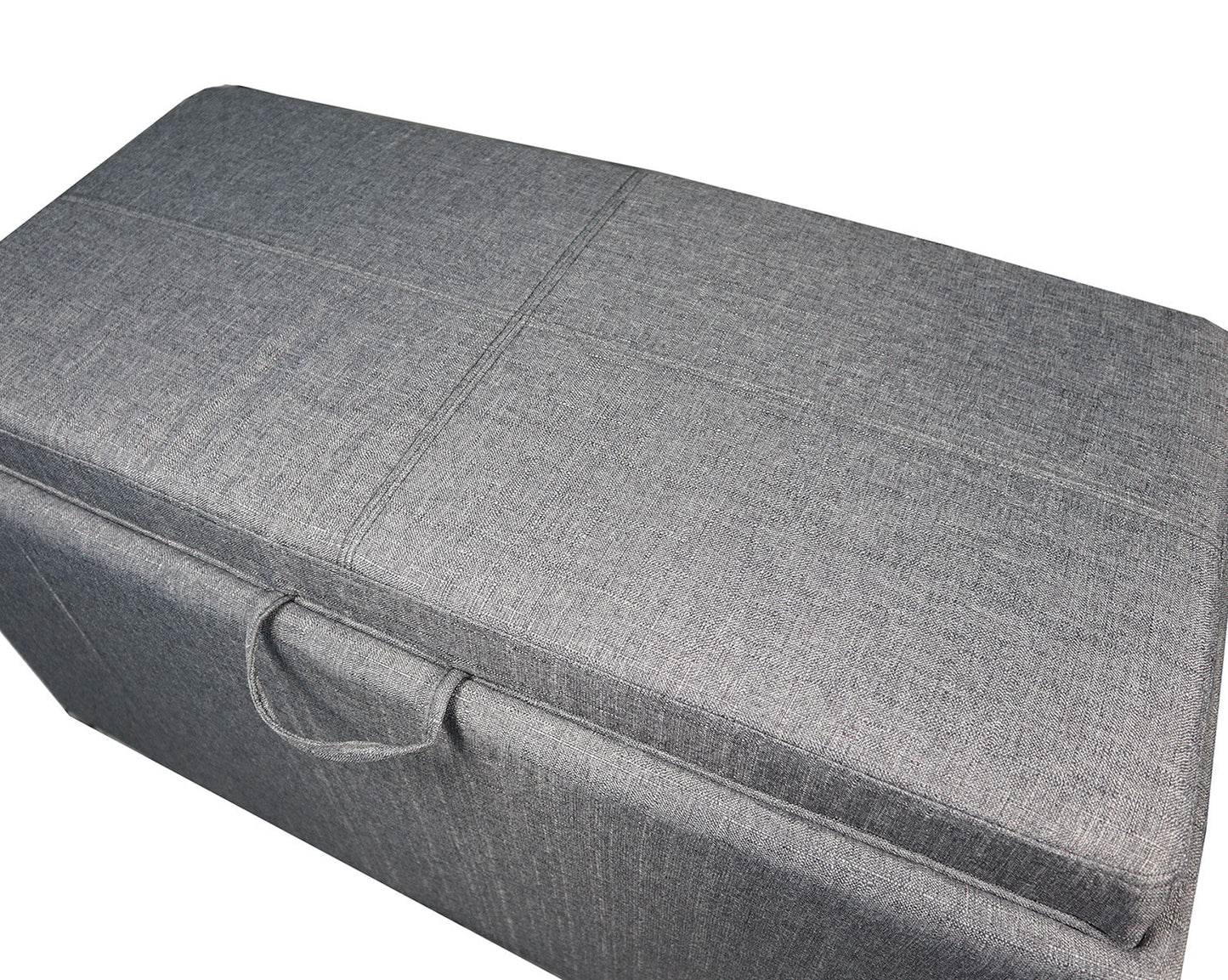 Banc de rangement Carey avec 2 poufs latéraux, gris 