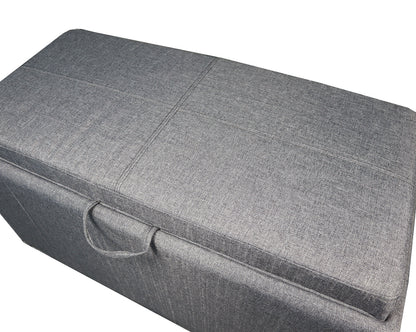 Banc de rangement Carey avec 2 poufs latéraux, gris 