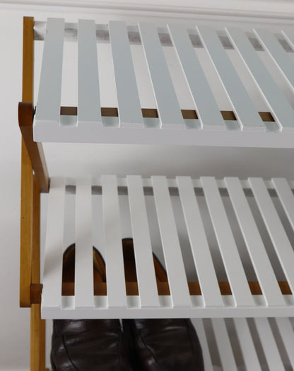 Étagère à chaussures/rangement pliable en bambou à 5 niveaux 