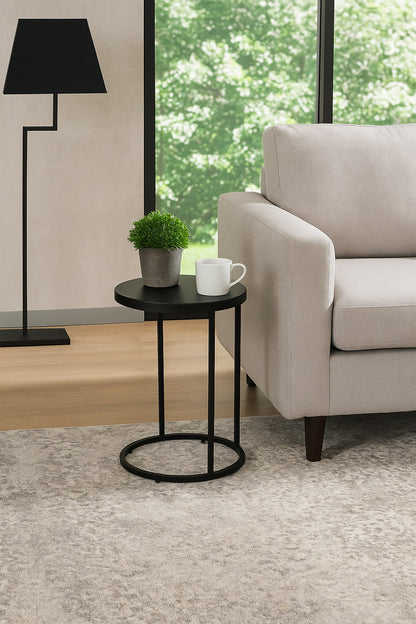 Table d'appoint ronde Paloma, noir mat 
