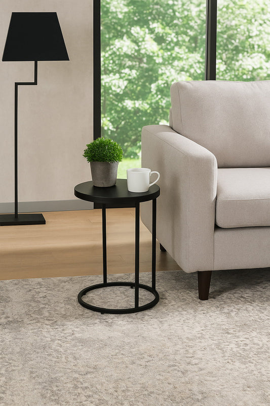 Table d'appoint ronde Paloma, noir mat 