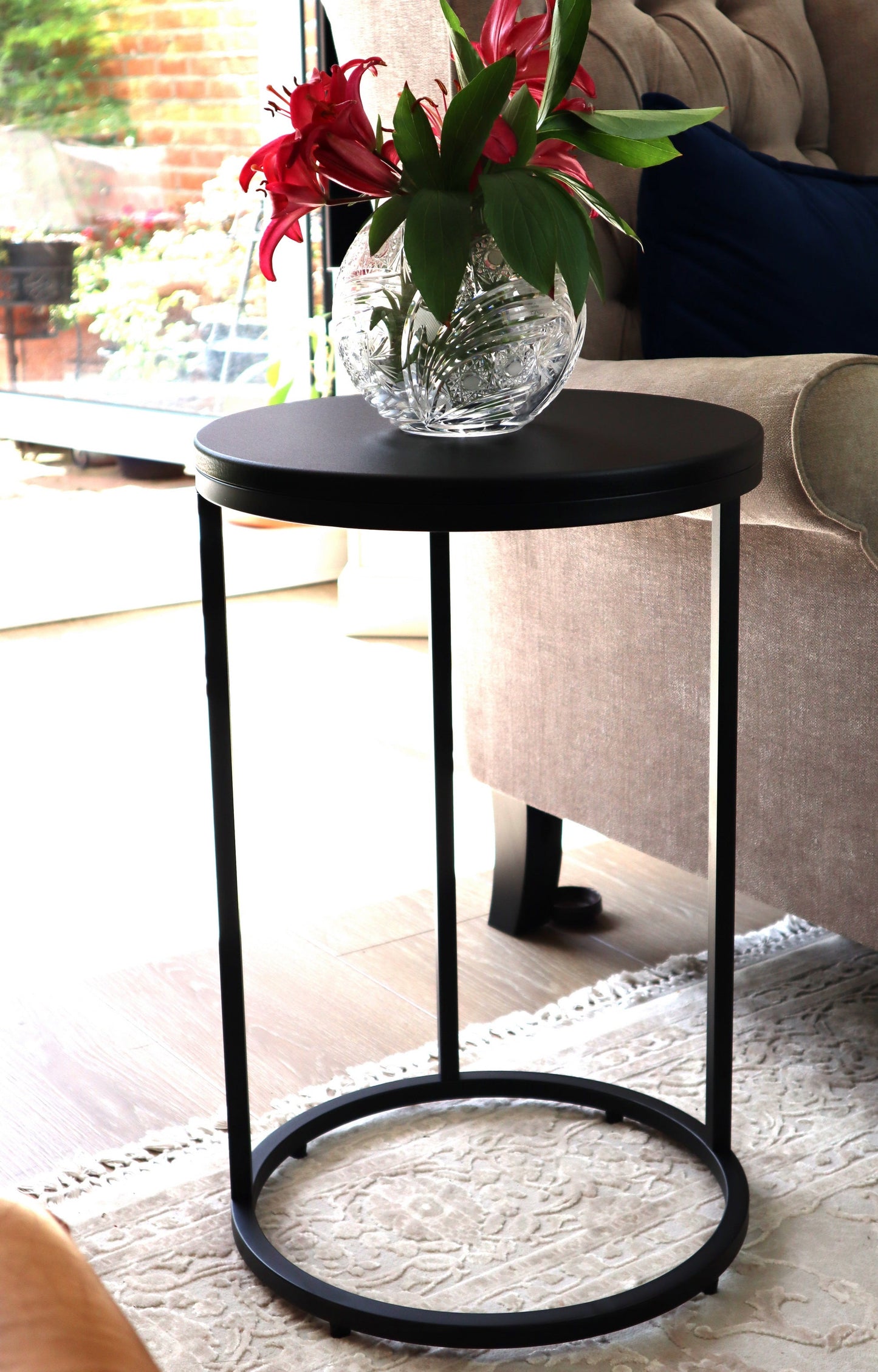 Table d'appoint ronde Paloma, noir mat 