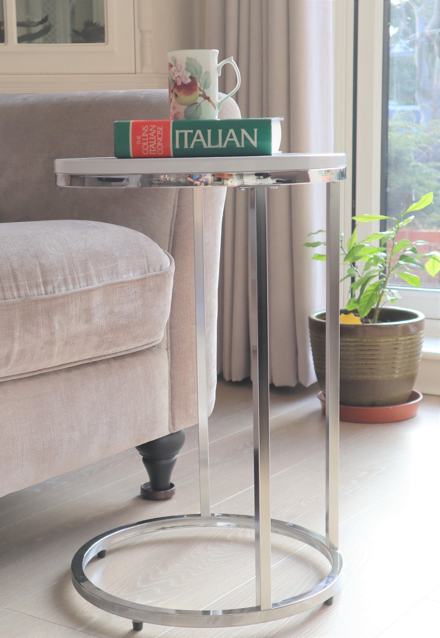 Table d'appoint ronde Paloma, blanc brillant 
