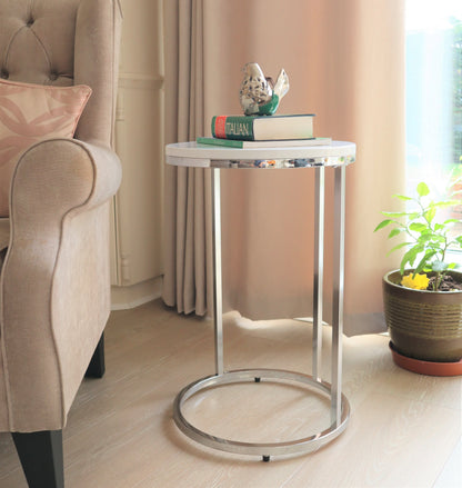 Table d'appoint ronde Paloma, blanc brillant 