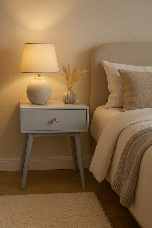 Table de chevet Niva avec un tiroir, grise 