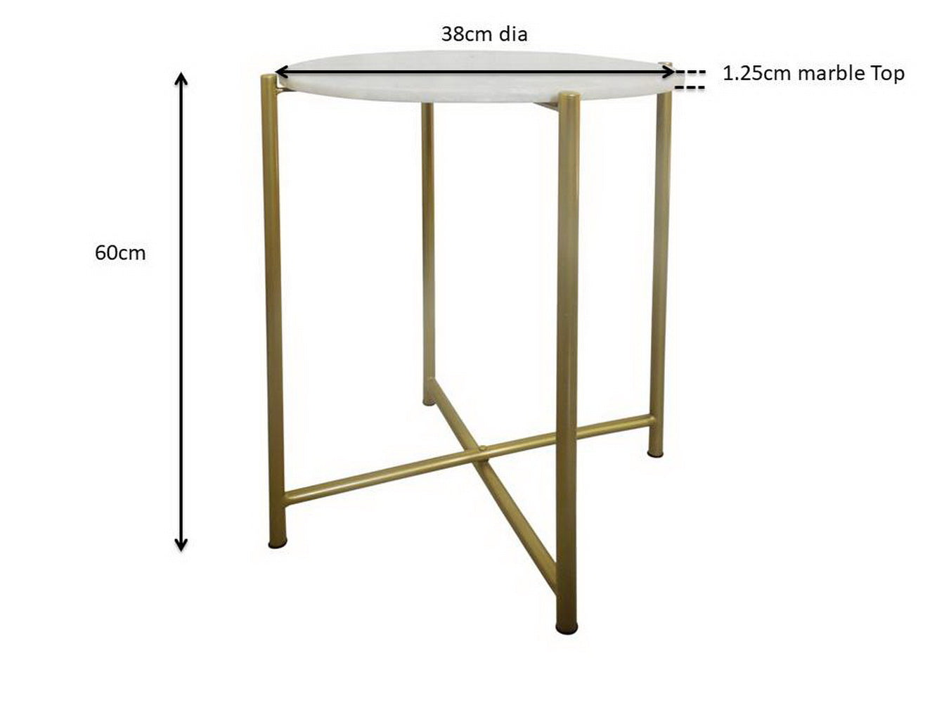 Table d'appoint ronde Naomi en marbre blanc, pieds dorés