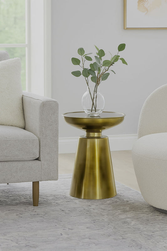 Table d'appoint Lucida en aluminium fabriqué à la main, laiton 