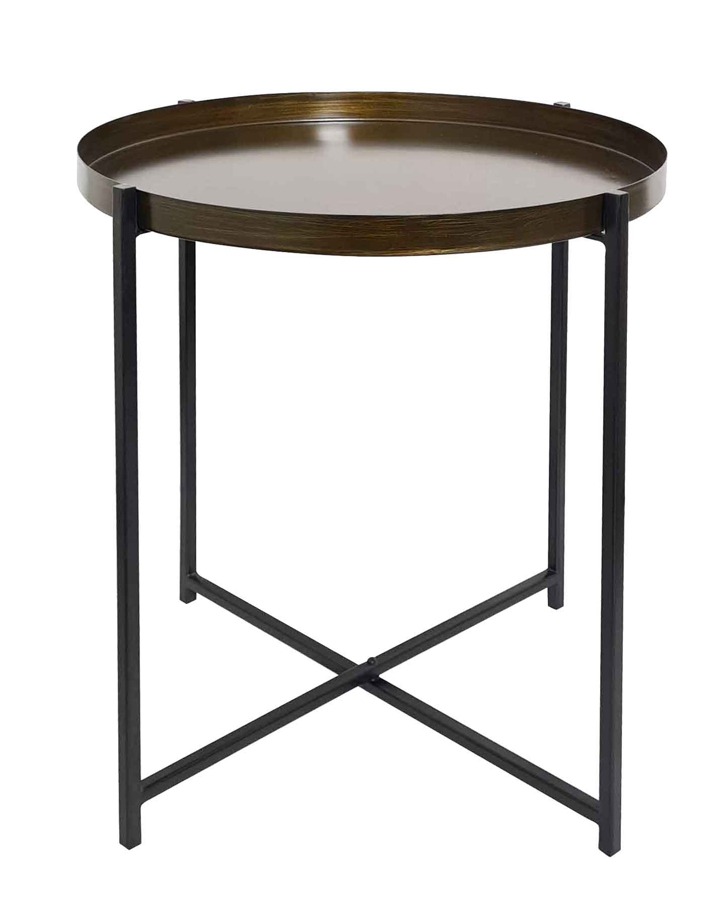 Table d'appoint ronde pliable en métal Cassia, bronze