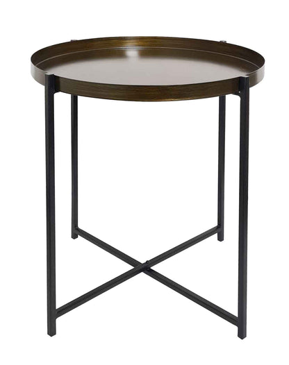 Table d'appoint ronde pliable en métal Cassia, bronze