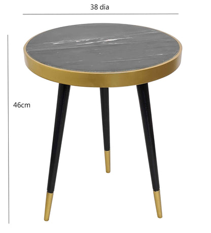 Table d'appoint ronde en marbre noir Gallieni 